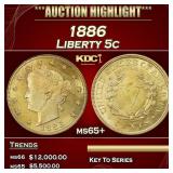 1886 Liberty Nickel 5c ms65+ SEGS