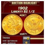 1902 Gold Liberty Quarter Eagle $2 1/2 ms67+ SEGS