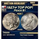 YO 1927-p Peace Dollar TOP POP! $1 ms66 SEGS
