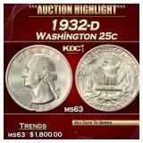IE 1932-d Washington Quarter 25c ms63 USCG