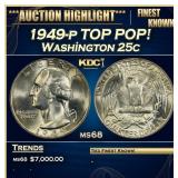 YO 1949-p Washington Quarter TOP POP! 25c ms68 SEG