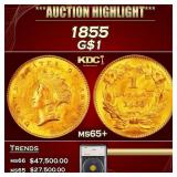 1855 Gold Dollar $1 ms65+ SEGS