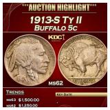 YO 1913-S Ty II Buffalo Nickel 5c ms62 USCG