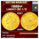 1889-p Gold Liberty Quarter Eagle $2 1/2 ms66+ SEG