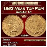 IO 1863 Indian Cent Near Top Pop! 1c ms66+ SEGS