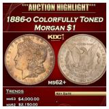 1886-o Morgan Dollar Colorfully Toned $1 ms62+ USC