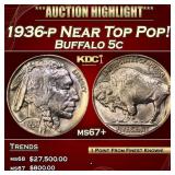 1936-p Buffalo Nickel Near Top Pop! 5c ms67+ SEGS