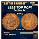 1893 Indian Cent TOP POP! 1c ms67 rb SEGS