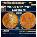 YO 1916-s Lincoln Cent TOP POP! 1c ms66+ rb SEGS