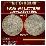IO 1832 Sm Letters Capped Bust Half Dollar 50c ms6