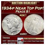 YO 1934-p Peace Dollar Near Top Pop! $1 ms66+ SEGS