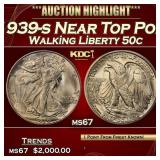 IE 1939-s Walking Liberty Half Dollar Near Top Pop
