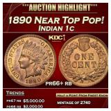 IO 1890 Proof Indian Cent Near Top Pop! 1c pr66+ r