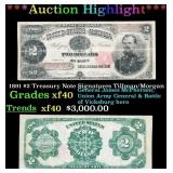 1891 $2 Treasury Note Grades xf Signatures Tillman