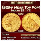 IE 1929-p Gold Indian Quarter Eagle Near Top Pop!