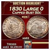 1830 Capped Bust Half Dollar Large 0 50c ms63 USCG