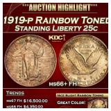 1919-p Standing Liberty Quarter Rainbow Toned 25c