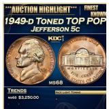YO 1949-d Jefferson Nickel Toned TOP POP! 5c ms68