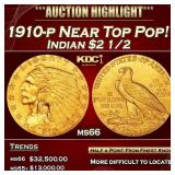 IE 1910-p Gold Indian Quarter Eagle Near Top Pop!