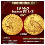 IE 1914-d Gold Indian Quarter Eagle $2 1/2 ms65+ S