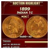 IO 1899 Indian Cent 1c ms66+ rd SEGS