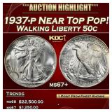 IE 1937-p Walking Liberty Half Dollar Near Top Pop