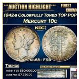 YO 1942-s Mercury Dime Colorfully Toned TOP POP! 1