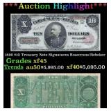1890 $10 Treasury Note Grades xf+ Signatures Rosec
