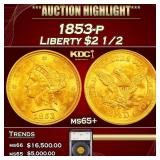 YO 1853-p Gold Liberty Quarter Eagle $2 1/2 ms65+