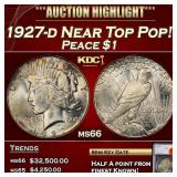 1927-d Peace Dollar Near Top Pop! $1 ms66 SEGS