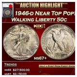 YO 1946-d Walking Liberty Half Dollar Near Top Pop