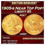 1905-p Gold Liberty Half Eagle Near Top Pop! $5 ms