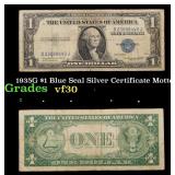 1935G $1 Blue Seal Silver Certificate Grades vf++
