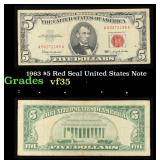 1963 $5 Red Seal United States Note Grades vf++