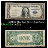 1935E $1 Blue Seal Silver Certificate Grades vf++