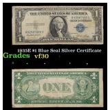 1935E $1 Blue Seal Silver Certificate Grades vf++