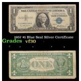1957 $1 Blue Seal Silver Certificate Grades vf++
