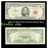 1963 $5 Red Seal United States Note Grades vf++