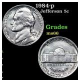 1984-p Jefferson Nickel 5c Grades GEM+ Unc