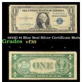 1935G $1 Blue Seal Silver Certificate Grades vf++