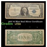 1957 $1 Blue Seal Silver Certificate Grades vf++