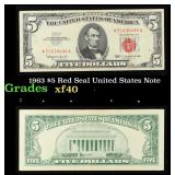 1963 $5 Red Seal United States Note Grades xf