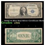 1935G $1 Blue Seal Silver Certificate Grades vf++