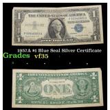 1957A $1 Blue Seal Silver Certificate Grades vf++