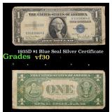 1935D $1 Blue Seal Silver Certificate Grades vf++