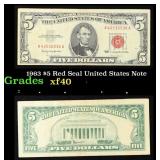 1963 $5 Red Seal United States Note Grades xf