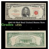 1963 $5 Red Seal United States Note Grades vf++
