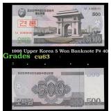1998 Upper Korea 5 Won Banknote P# 40 Grades Selec