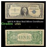 1957A $1 Blue Seal Silver Certificate Grades vf+