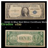 1935G $1 Blue Seal Silver Certificate Grades vf++